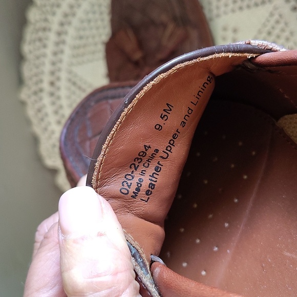 Johnston & Murphy Mens Slip On Brown Loafer Size 9.5 Weave Toe - Picture 8 of 9